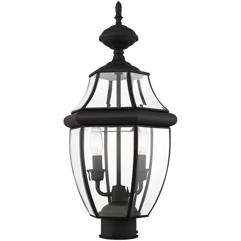 Lighting Lumens 2 Light Verdigris Outdoor Post Lantern Pendant - Clear Beveled Glass Shade
