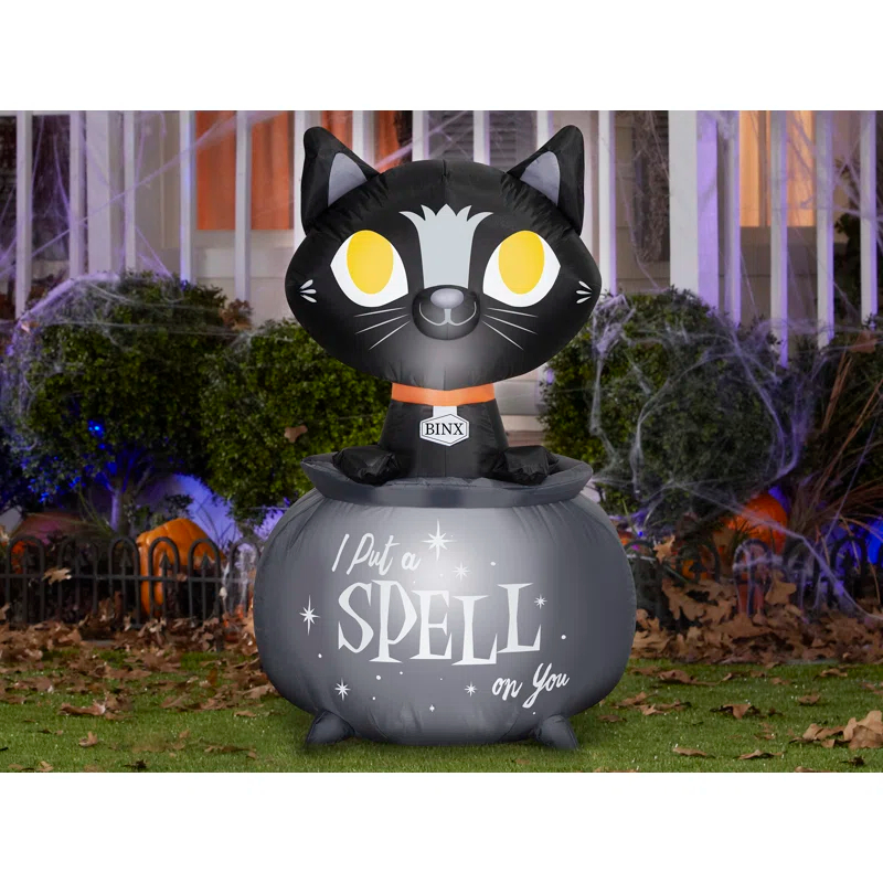 Gemmy Industries 3.5 Foot Hocus Pocus Binx in Cauldron Light Up Halloween Inflatable Lawn Decoration