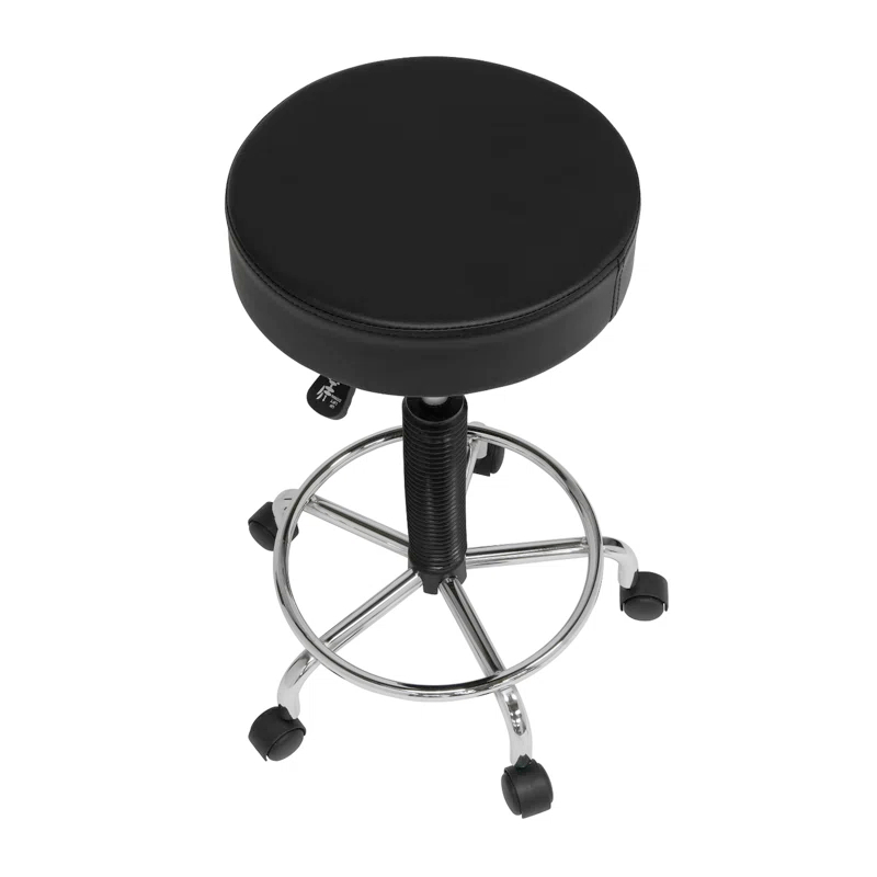 Inbox Zero Courville Adjustable Height Industrial Stool with Footring Wheels