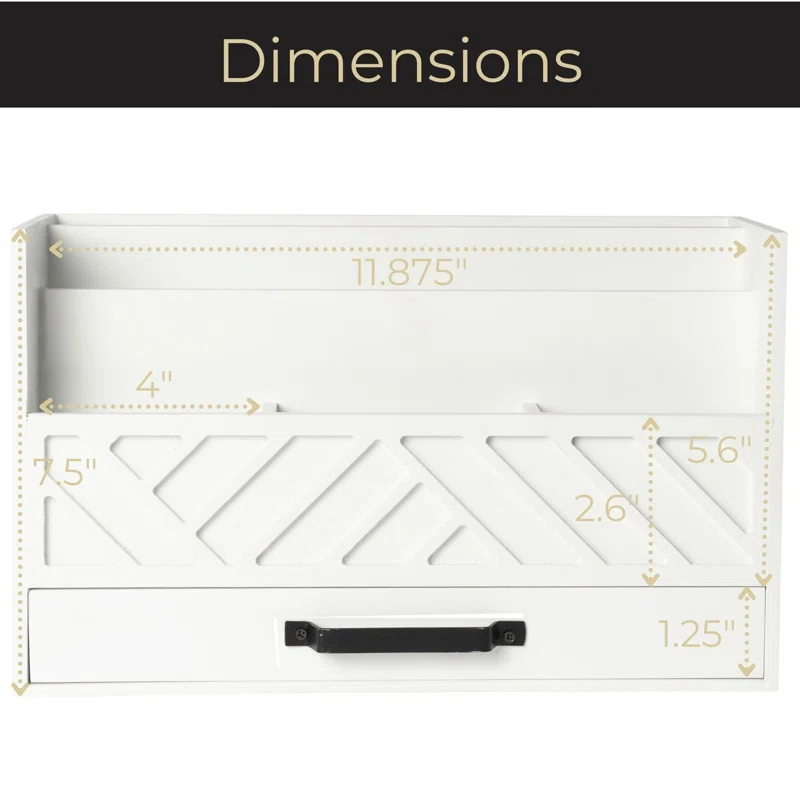 BEACHWATER POOL & SPA, LLC Mail Organizer Countertop Kitchen - Wood Desk Organizer Storage With Drawer - Mail Sorter Organizer Or Bill Organizer For Desk - Farmhouse Desk Organizer Accessories - Mail Basket For Counter