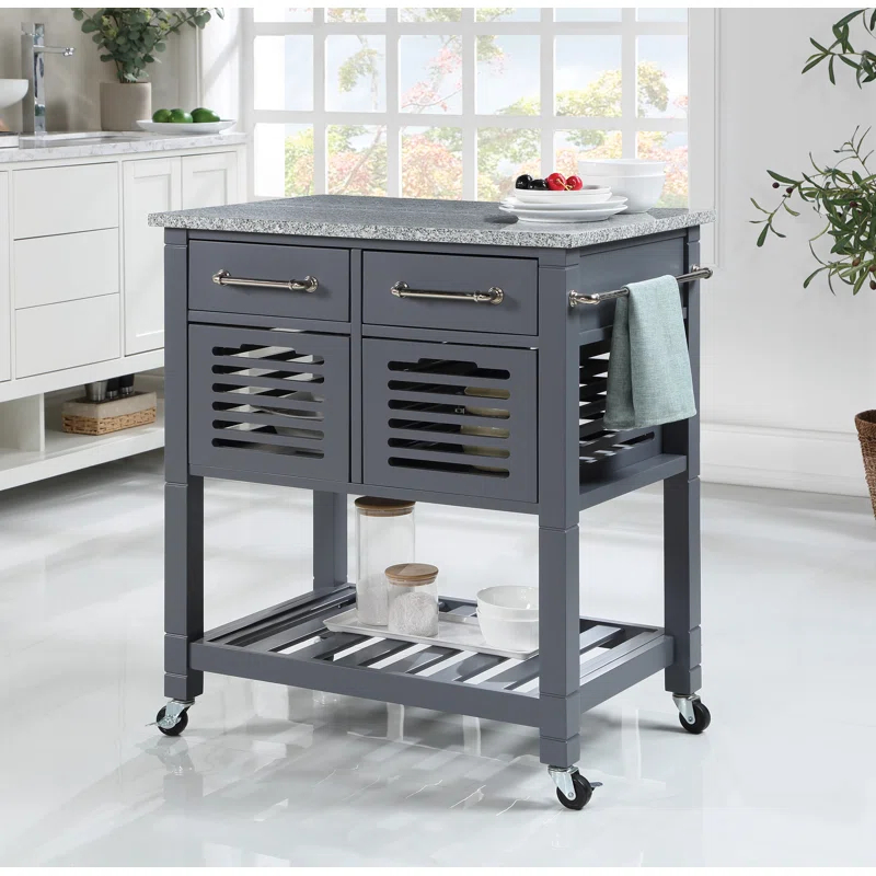 Teresia Granite Top Kitchen Cart