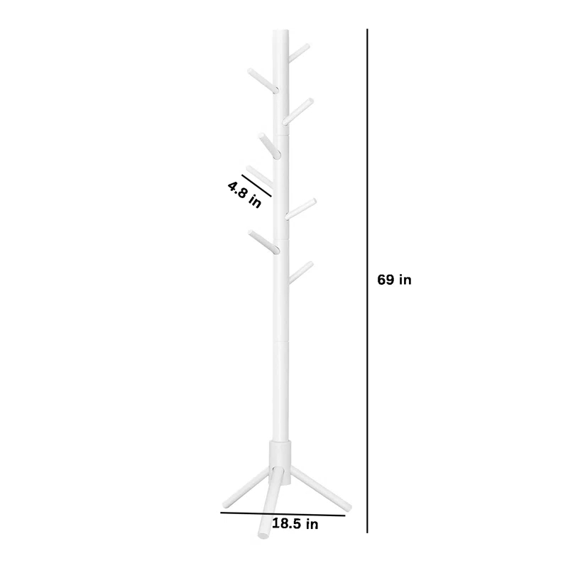 Solid Wood Freestanding 8 - Hook Coat Rack