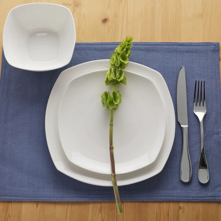 Fitz and Floyd Nevaeh White 12-Piece Lightweight Bone China Dinnerware Set, Service for 4