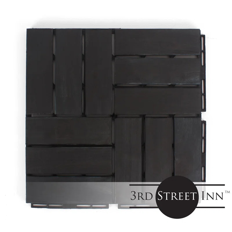3rd Street Inn 12" x 12" Wood Interlocking Deck Tile (Set of 10)