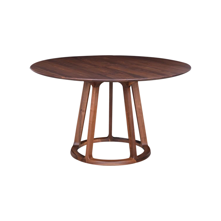 Elegant Mid-Century Modern Walnut Round Dining Table for Four