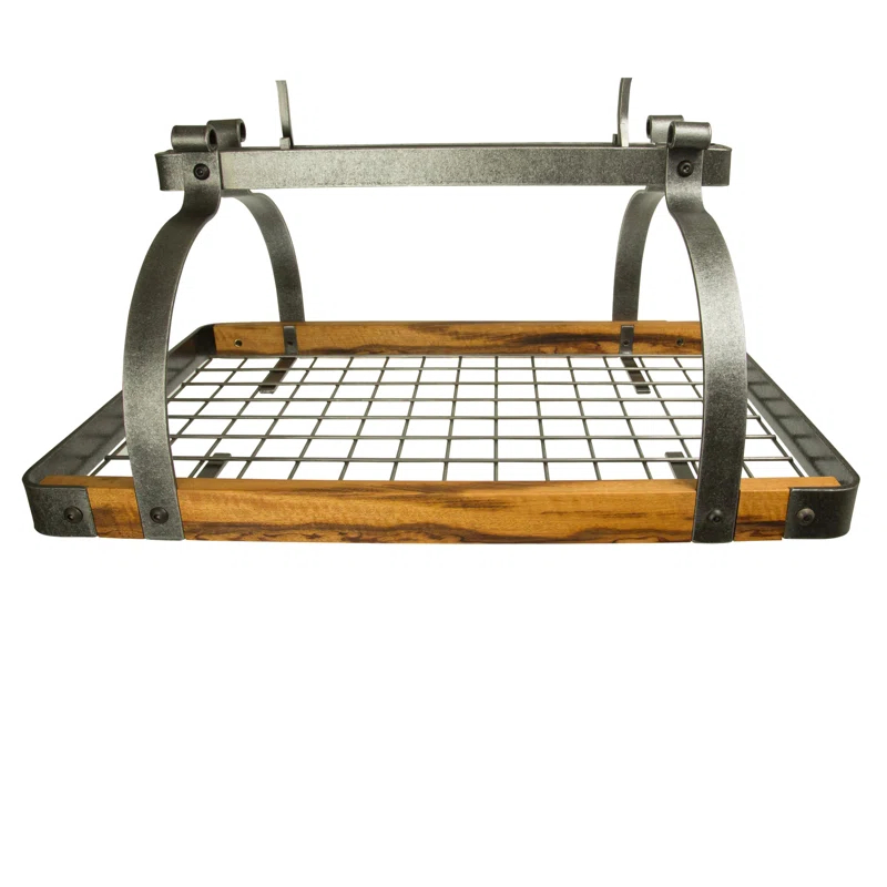 Signature 30" Rectangle Ceiling Pot Rack with Tigerwood & 24 Hooks
