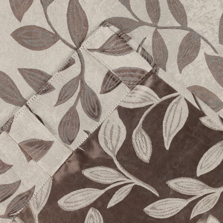 Superior Leaves Machine Washable Room Darkening Blackout Curtains With Back Tabs by Superior (Set of 2)