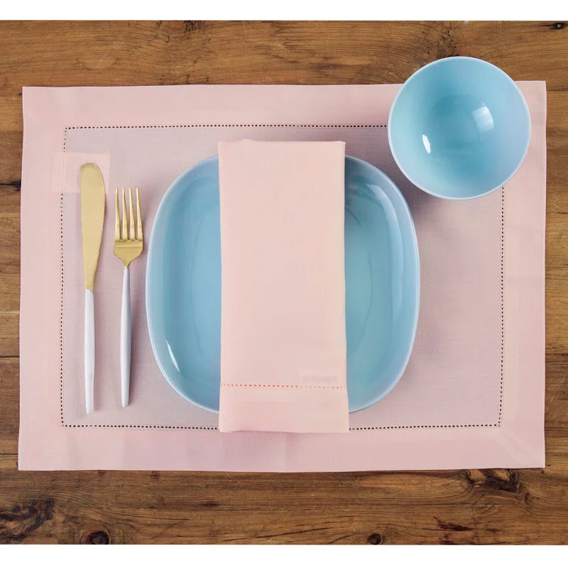 Solino Home Cotton Linen Hemstitch Dinner Napkins (Set of 4)