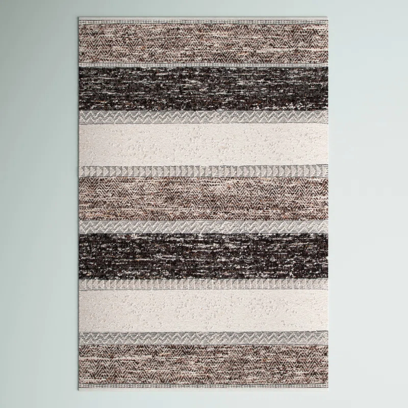 Pante Macassar Southwestern Hand-Woven Cotton/Wool Brown/Ivory/Black Area Rug