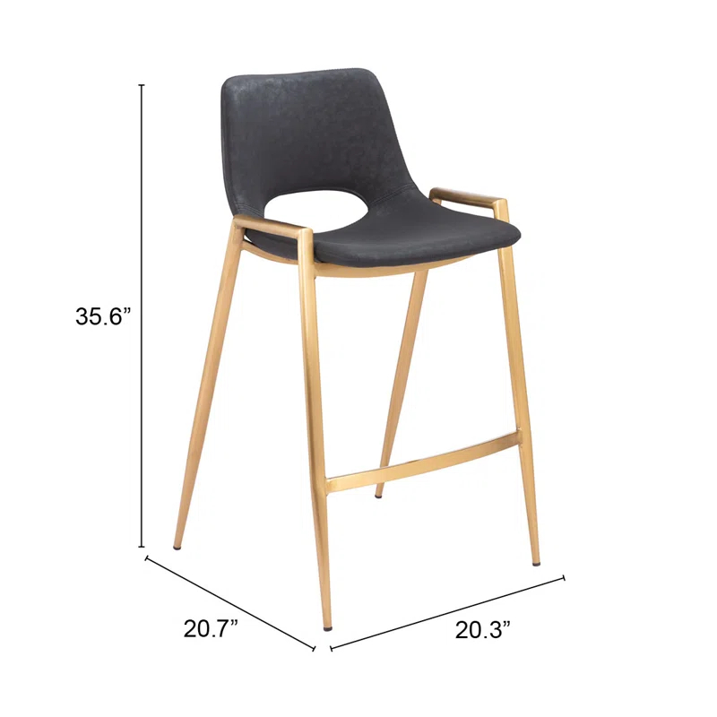 Zuo Hospitality Desi Black Upholstered Counter Stool (Set of 2)