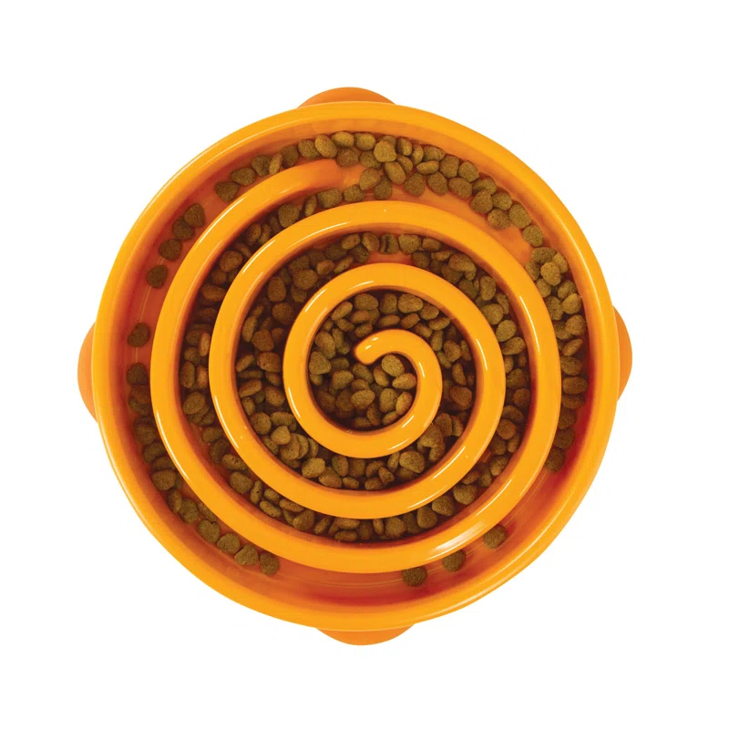 Outward Hound Outward Hound Fun Feeder Bowl, Slow Feeder Dog Bowl, Large, Orange