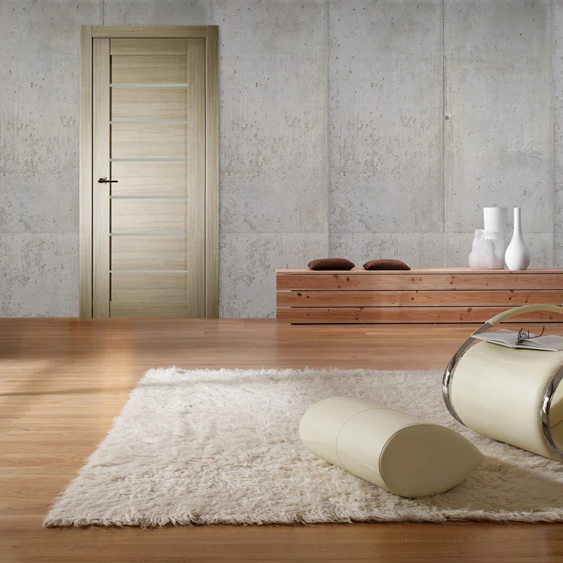 Belldinni Alba Solid Manufactured Wood and Glass Paneled Wood Finish Standard Door Slab