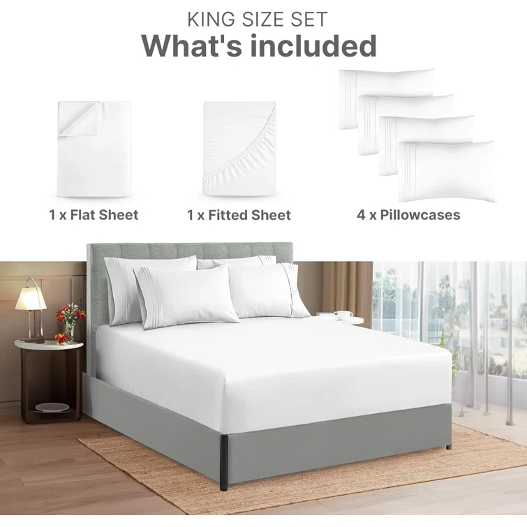 CGK Linens 6 Piece Extra Deep Pocket Ultra Soft & Cooling Sheet Set