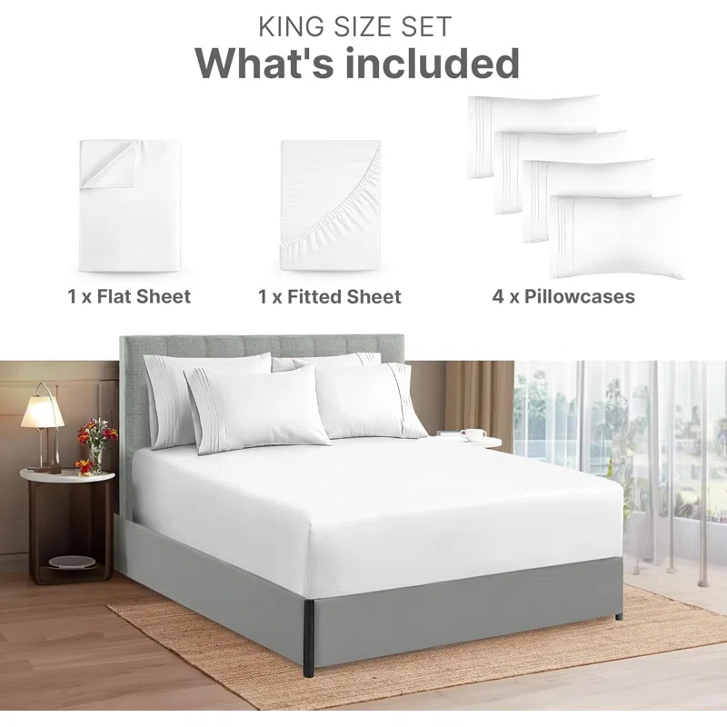 CGK Linens 6 Piece Extra Deep Pocket Ultra Soft & Cooling Sheet Set