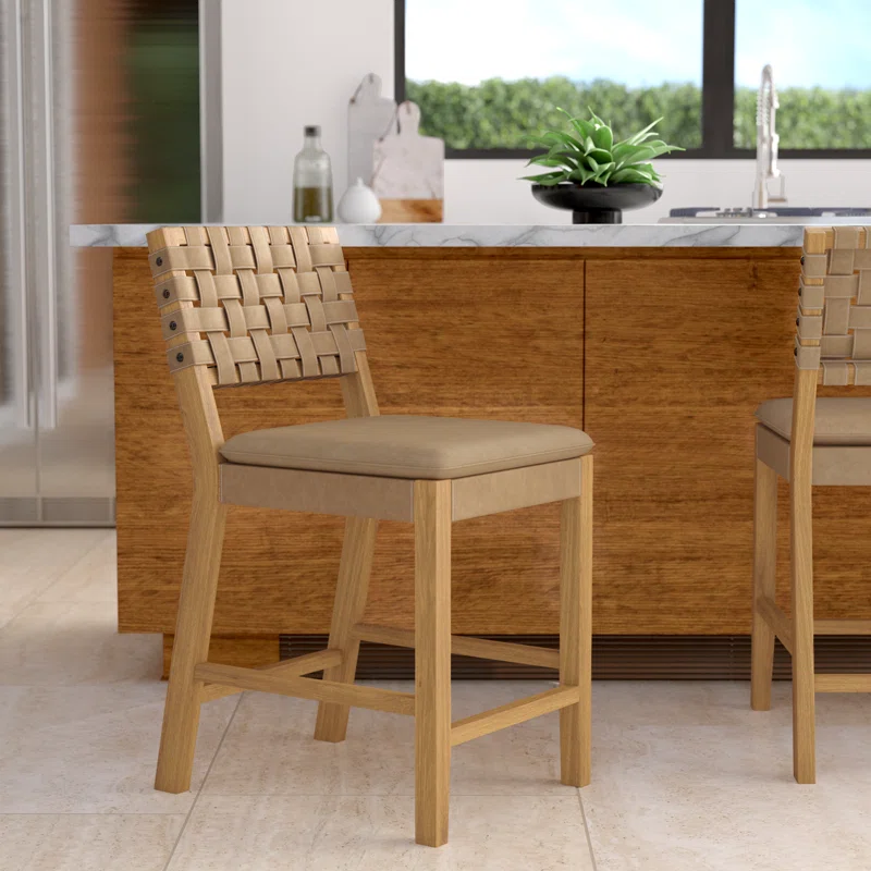 Arleatha Upholstered 24'' Counter Stool with Solid Wood Frame