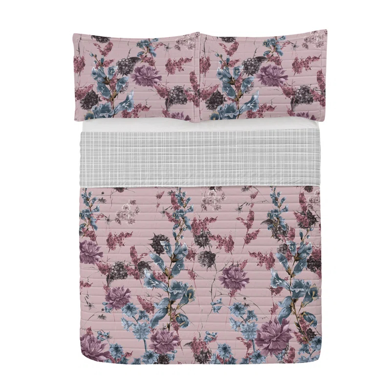 Ambesonne Microfiber Reversible 3 Piece Coverlet/Bedspread Set