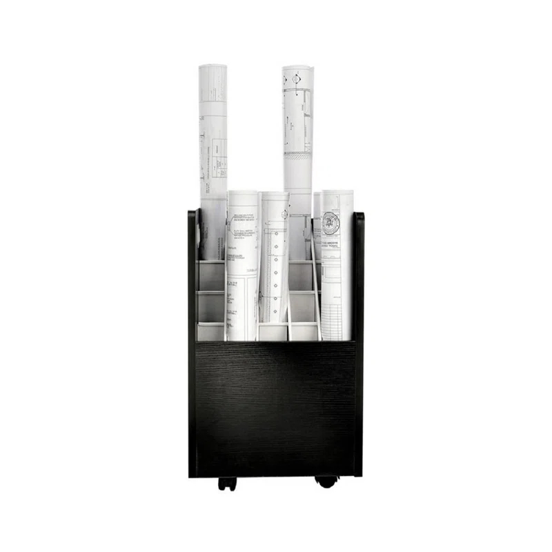 20-Slot Mobile Rolling Wood Blueprint Roll File Large Document Organizer