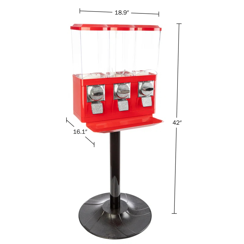 Great Northern Popcorn Great Northern Popcorn Triple Gumball Machine with Stand Red