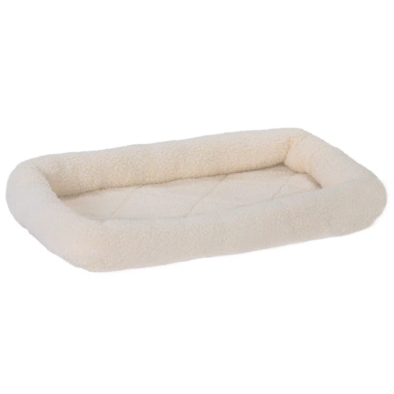 FurHaven Faux Lambswool Crate Bolster Pet Bed