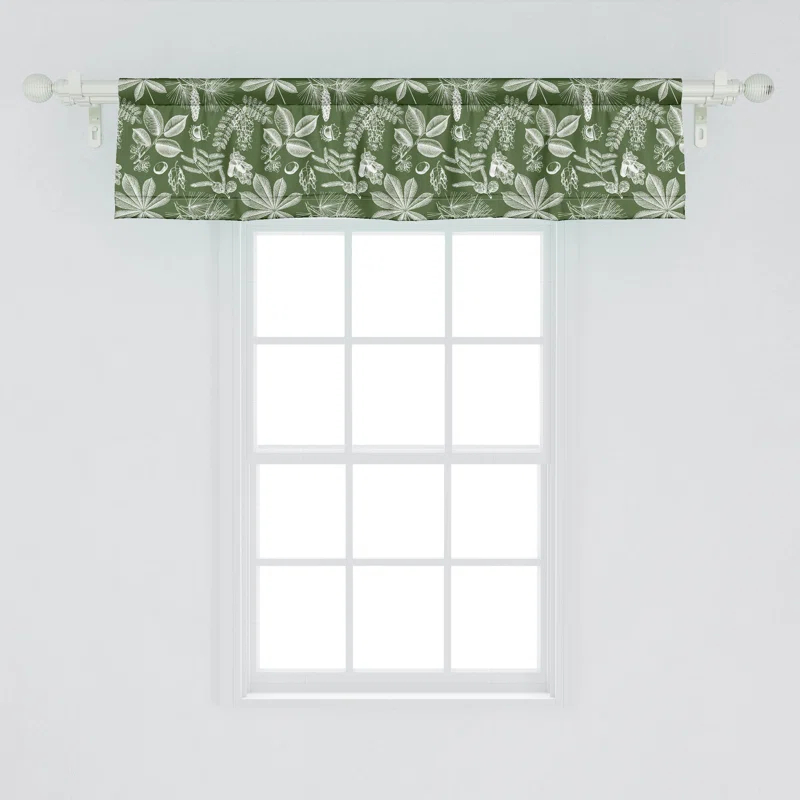 Ambesonne Ambesonne Botanical Valance Pack of 2 Vintage Nature Leaves Olive Green and White