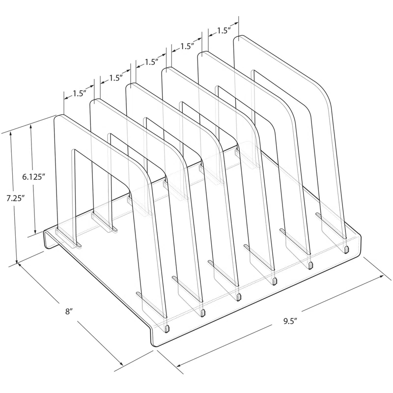 Clear Acrylic File Sorting Desk Organizer with Five Section Dividers
