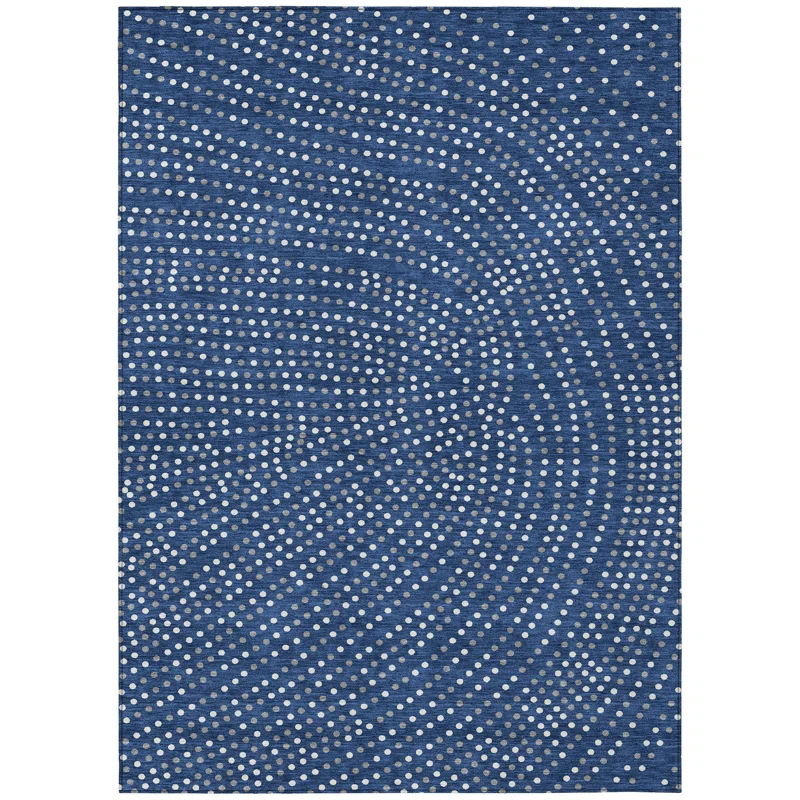 Machine Washable Indoor/Outdoor Chayden ACN1021 Navy Rug