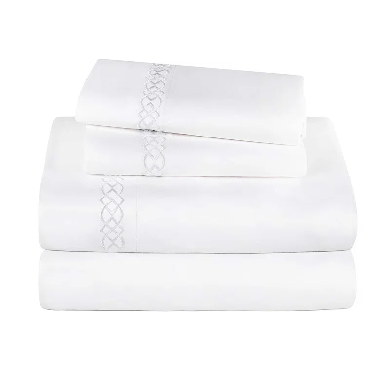 Superior Infinity Scroll Embroidered Certified Egyptian Cotton 1000 Thread Count Bed Sheet Set