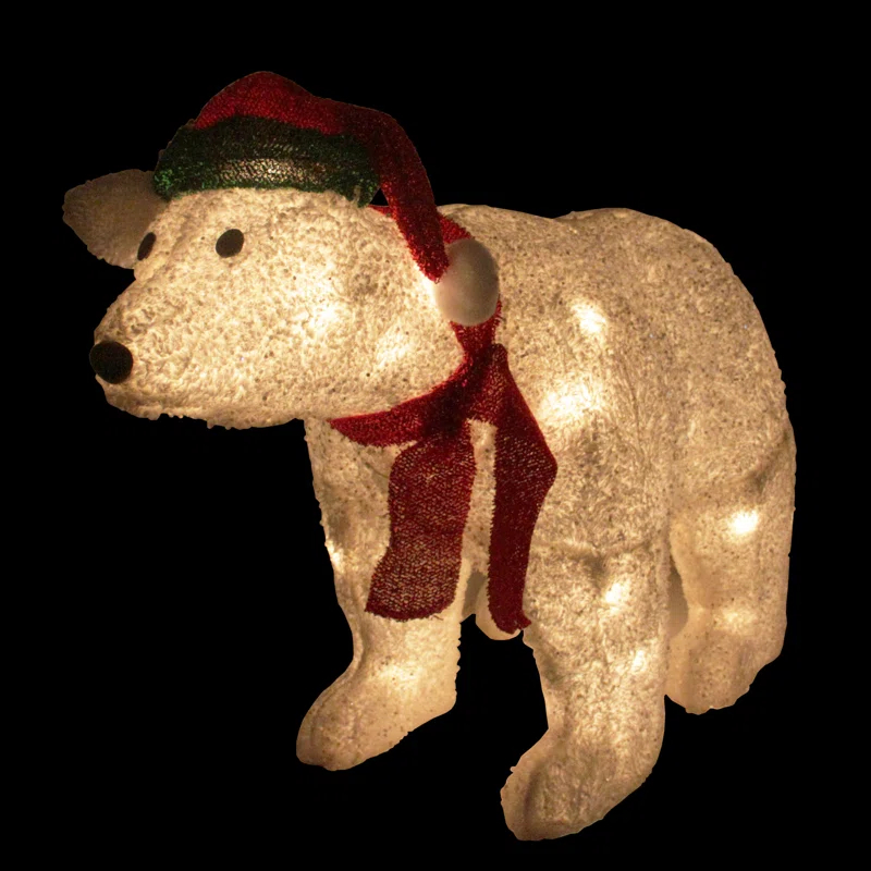 Northlight Seasonal 23" Pre-Lit White Glittered Polar Bear Outdoor Christmas Decoration