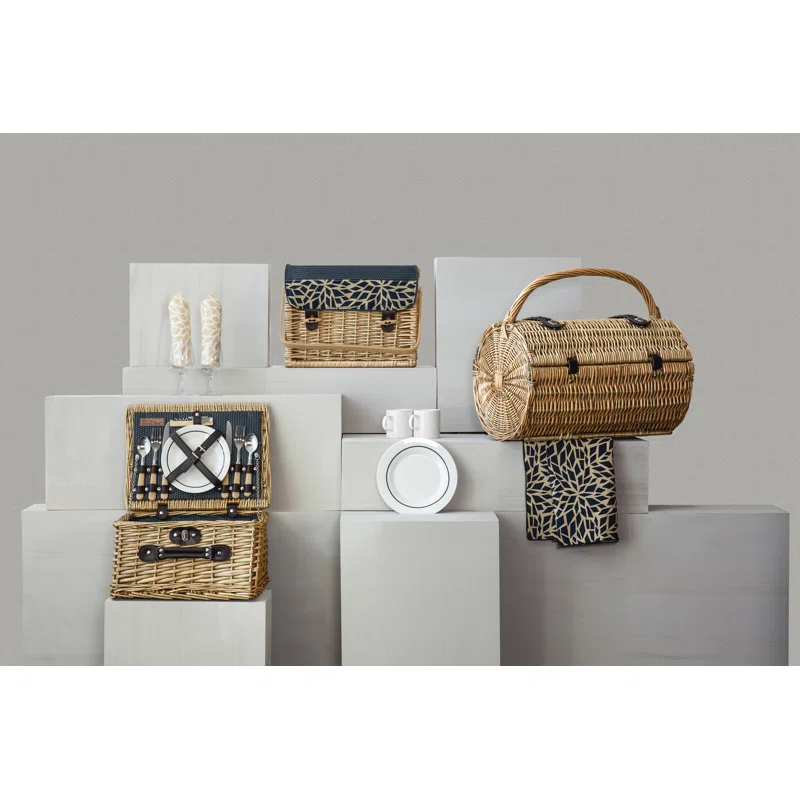 Picnic Time Catalina Wicker Picnic Basket with Picnic