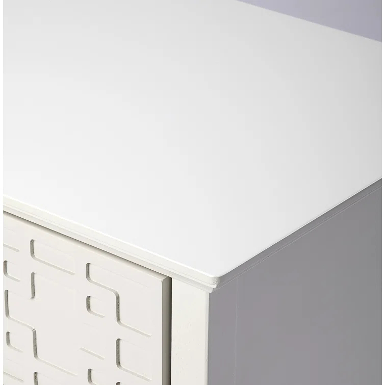 HBBOOMLIFE Butler Specialty Kinsley Glossy 3-Drawer Accent Chest in White