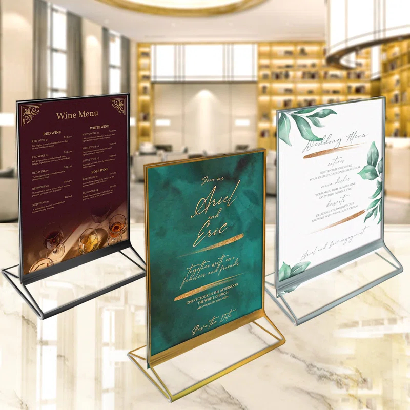 Azar Displays Double-Sided Clear Acrylic Frames with Gold Accent Trim 4" Wide x 6" High, 10 Pack