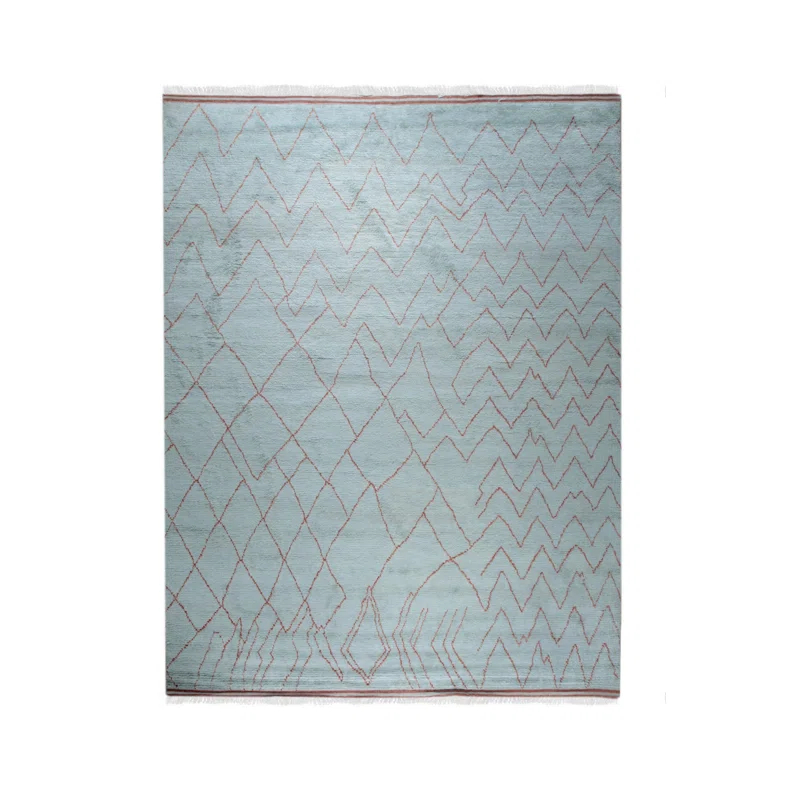 EORC Isla Moroccan Blue Hand Knotted Wool Rug