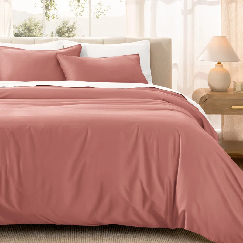 Bare Home 400 Thread Count Organic Cotton Sateen Duvet Cover Set