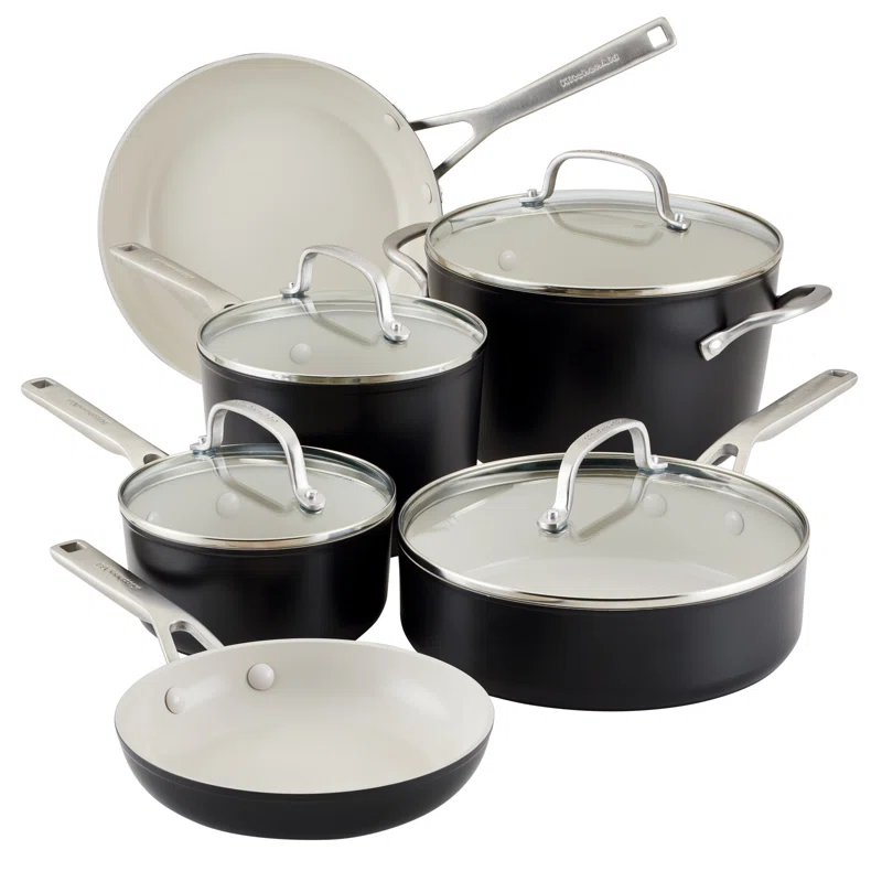KitchenAid ® Matte Black Hard-Anodized Ceramic Non-Stick 10-Piece Cookware Set