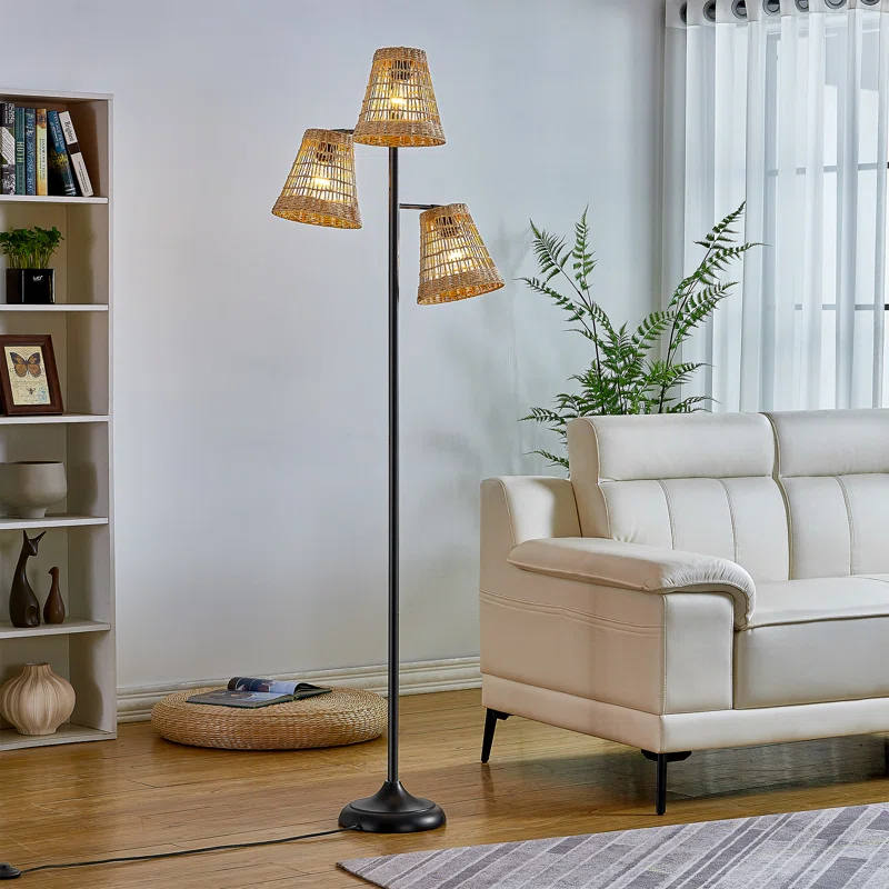Winston Porter 72.25'' Traditional Rattan Tree Floor Lamp