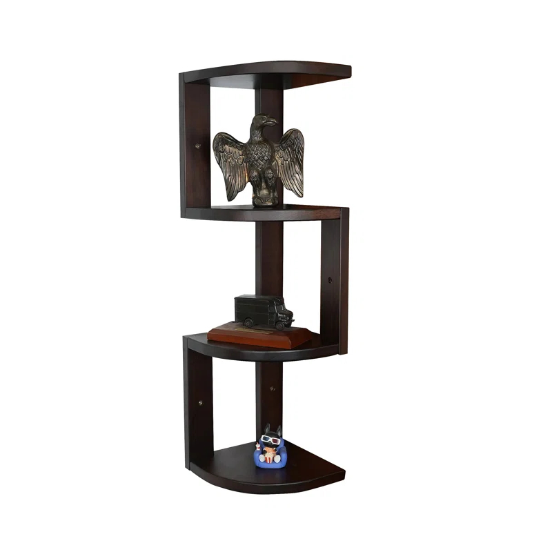 CONSDAN Corner Shelf, 4 Pieces, USA-Grown Solid Hickory Hardwood