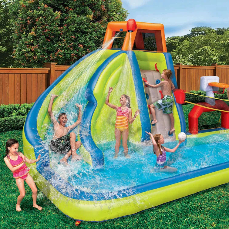 Banzai Banzai Aqua Sports Kids Inflatable Outdoor Backyard Water Slide Splash Park