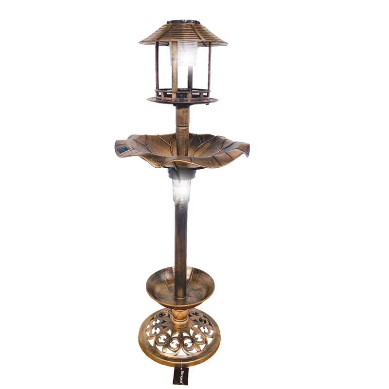 Bloomsbury Market Aaliyana Solar Lighted Birdbath & Reviews | Wayfair