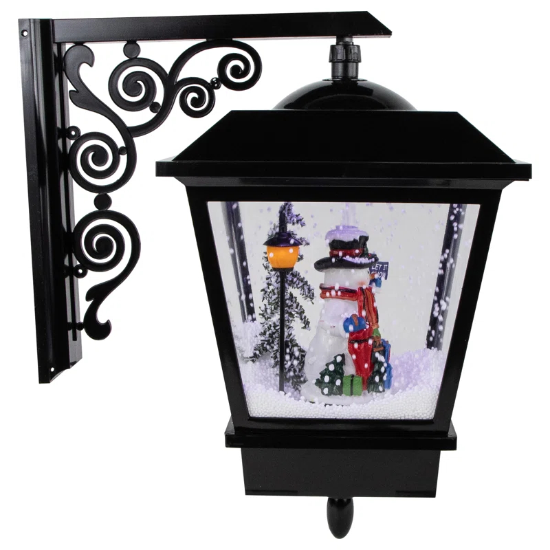 Northlight Seasonal Lighted and Musical Wall Mounted Snowing Christmas Street Lamp