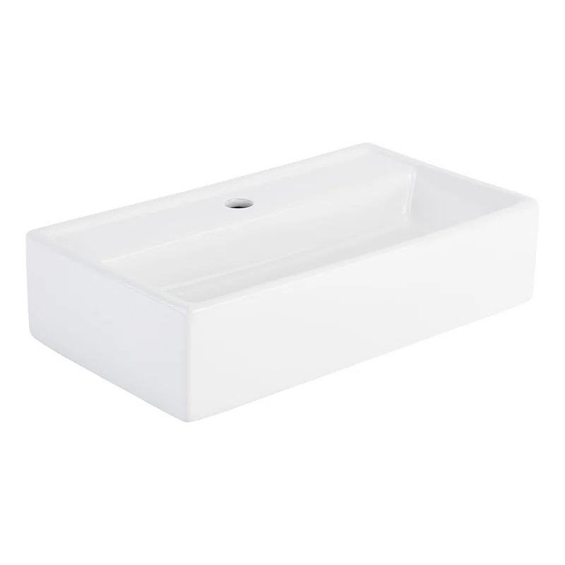 Signature Hardware 484632 22" Kaisy White Porcelain Rectangular Wall Mount Bathroom Sink with Overflow