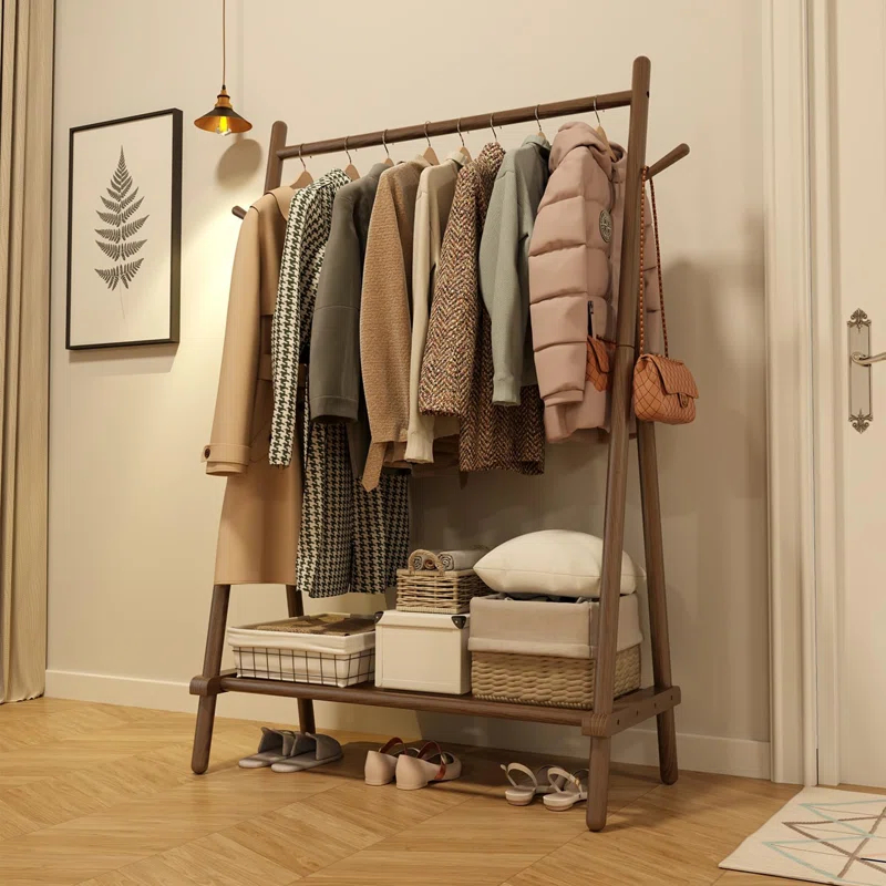 Clothes Rack,Clothing Rack with Shelf and Hook, Sturdy and Portable,Garment Rack