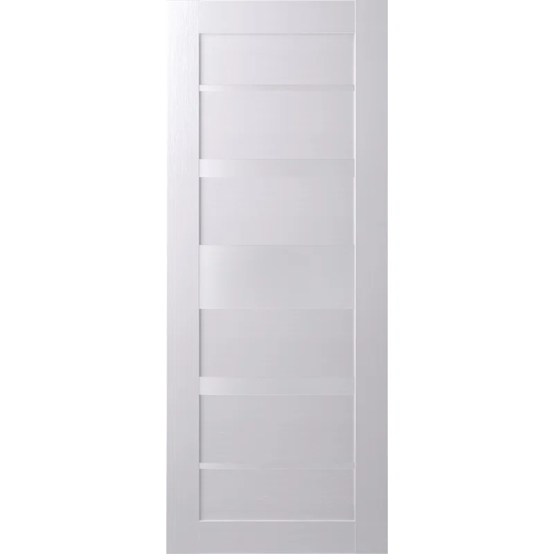Belldinni Kina No Bore Solid Core 5-Lite Frosted Glass PP Finished Wood Composite Interior Door Slab