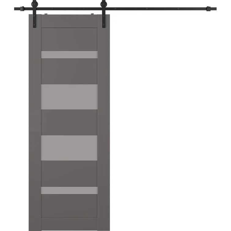 Belldinni Mirella Solid Manufactured Wood and Glass Barn Door with Installation Hardware Kit