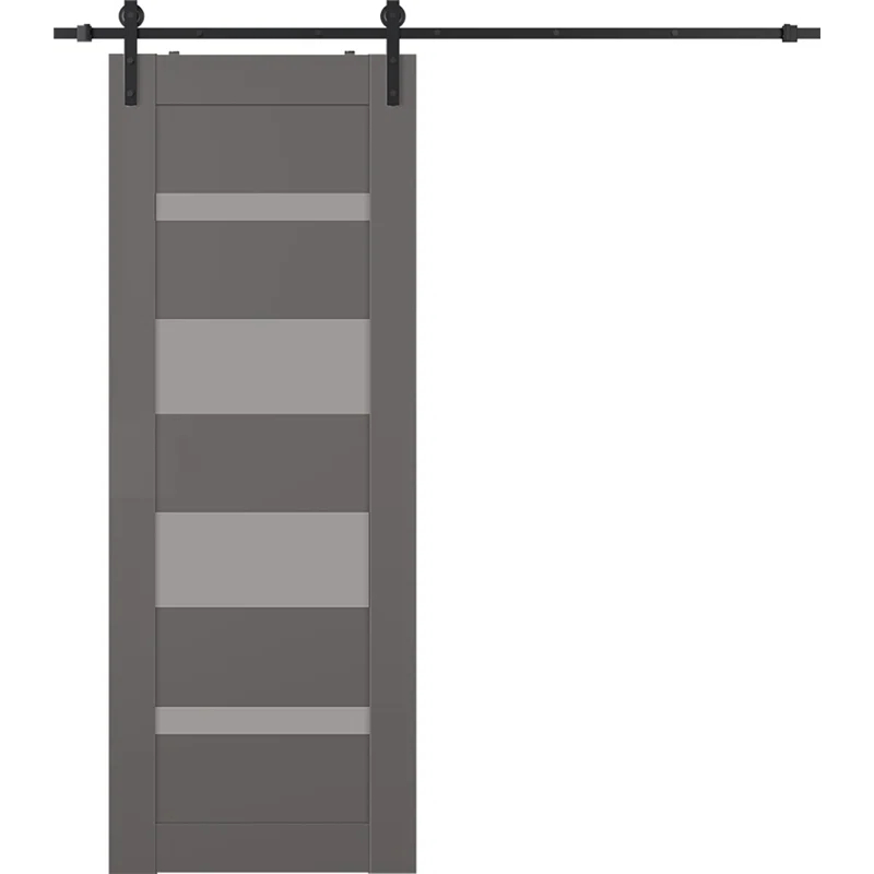 Belldinni Mirella Solid Manufactured Wood and Glass Barn Door with Installation Hardware Kit