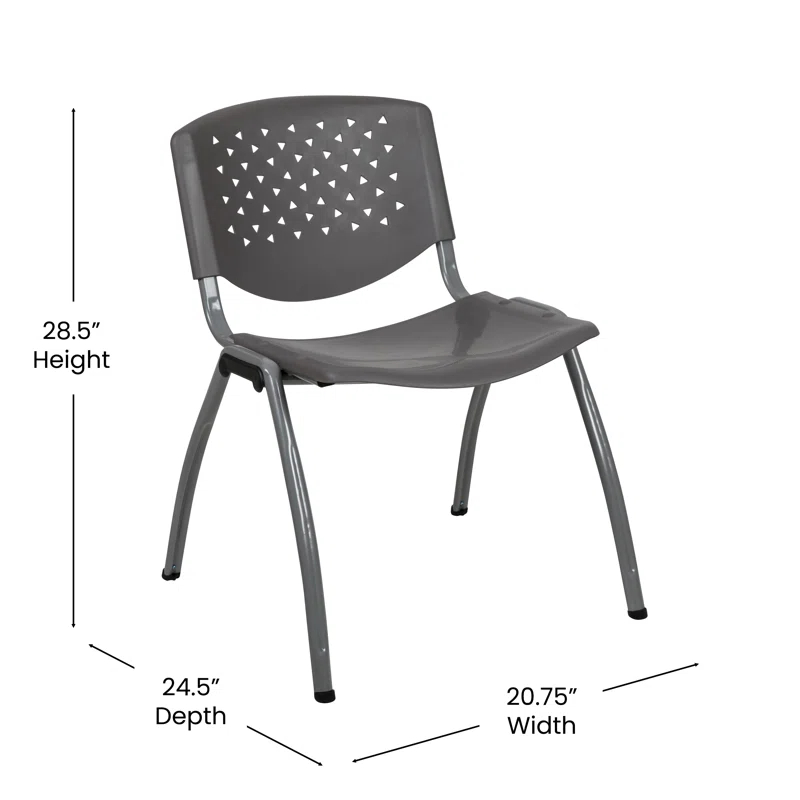 Flash Furniture Memphis 880 lb. Capacity Plastic Stack Chair with Powder Coated Frame