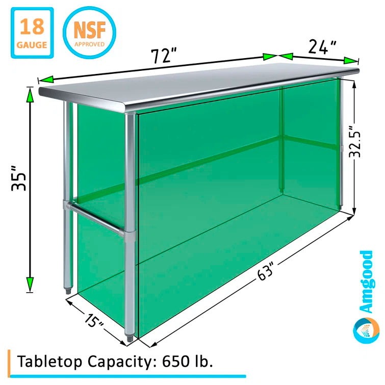 Amgood Stainless Steel Open Base Work Table & Reviews | Wayfair