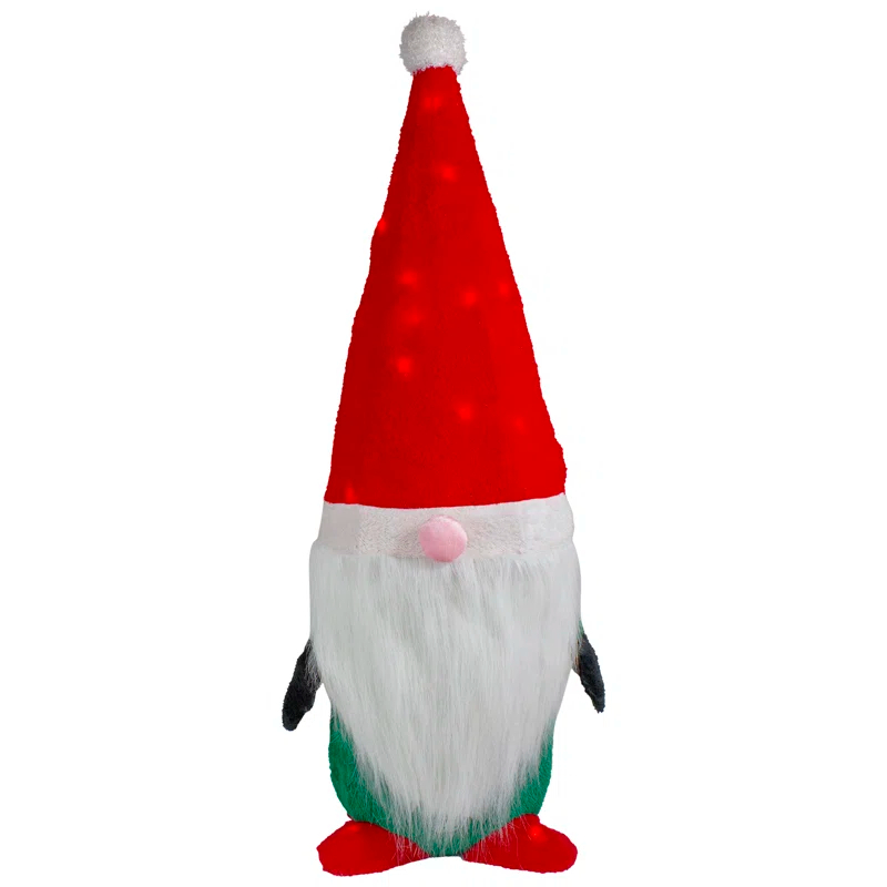 Lighted Red and Green Christmas Gnome Yard Decoration 35-inch