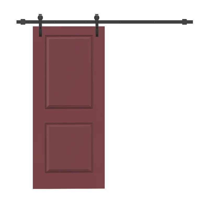 Calhome 80'' Hollow Paneled Painted with Installation Hardware Kit Barn Door