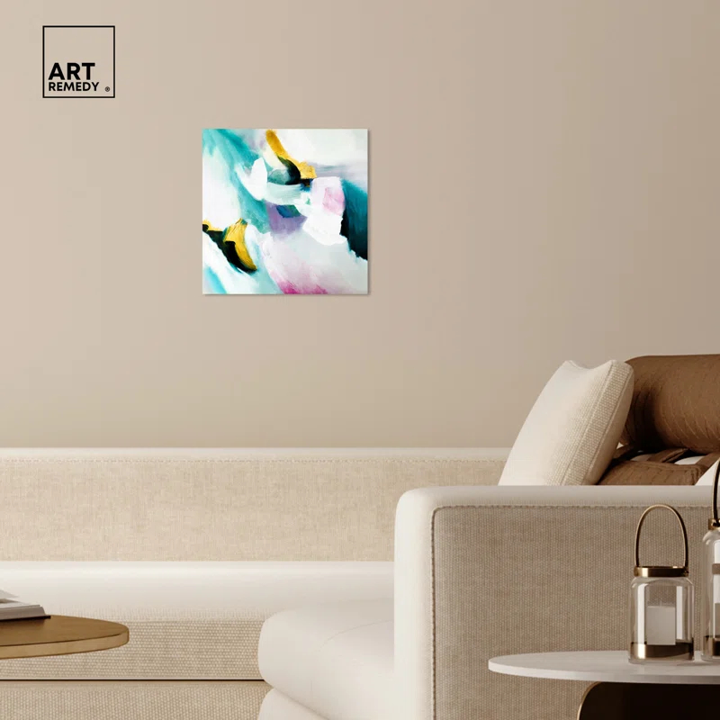 Art Remedy Still Violas Framed Blue Abstract 1 Piece Canvas Wall Art 56586 | Wayfair