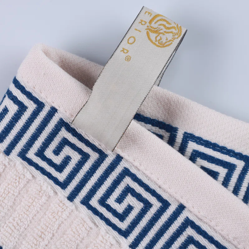 Superior Athens Cotton Medium Weight Floral Border Greek Key Trim 8 Piece Assorted Towel Set by Superior